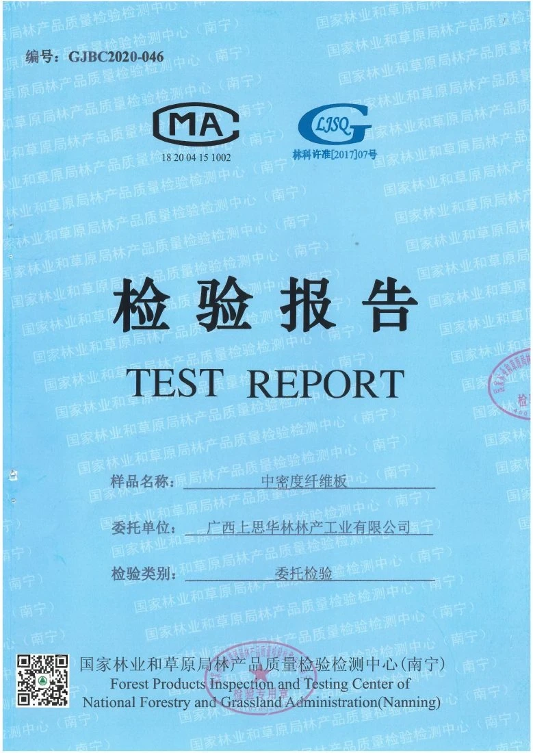 Cover of the Chinese-language E1 board formaldehyde report