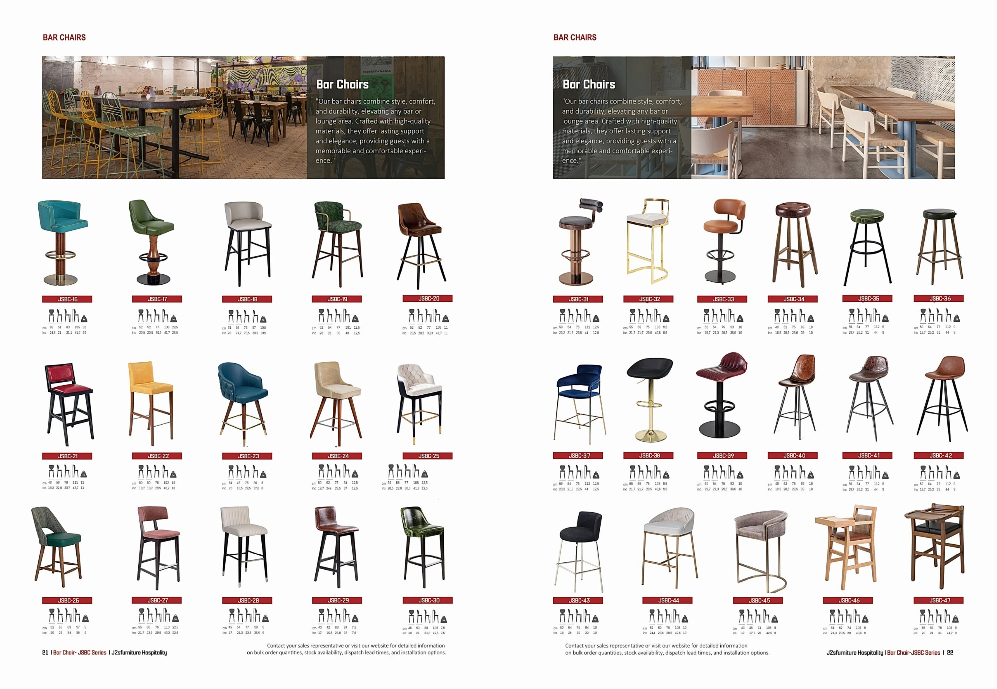 J2S JSBC bar-chair series catalogue spread