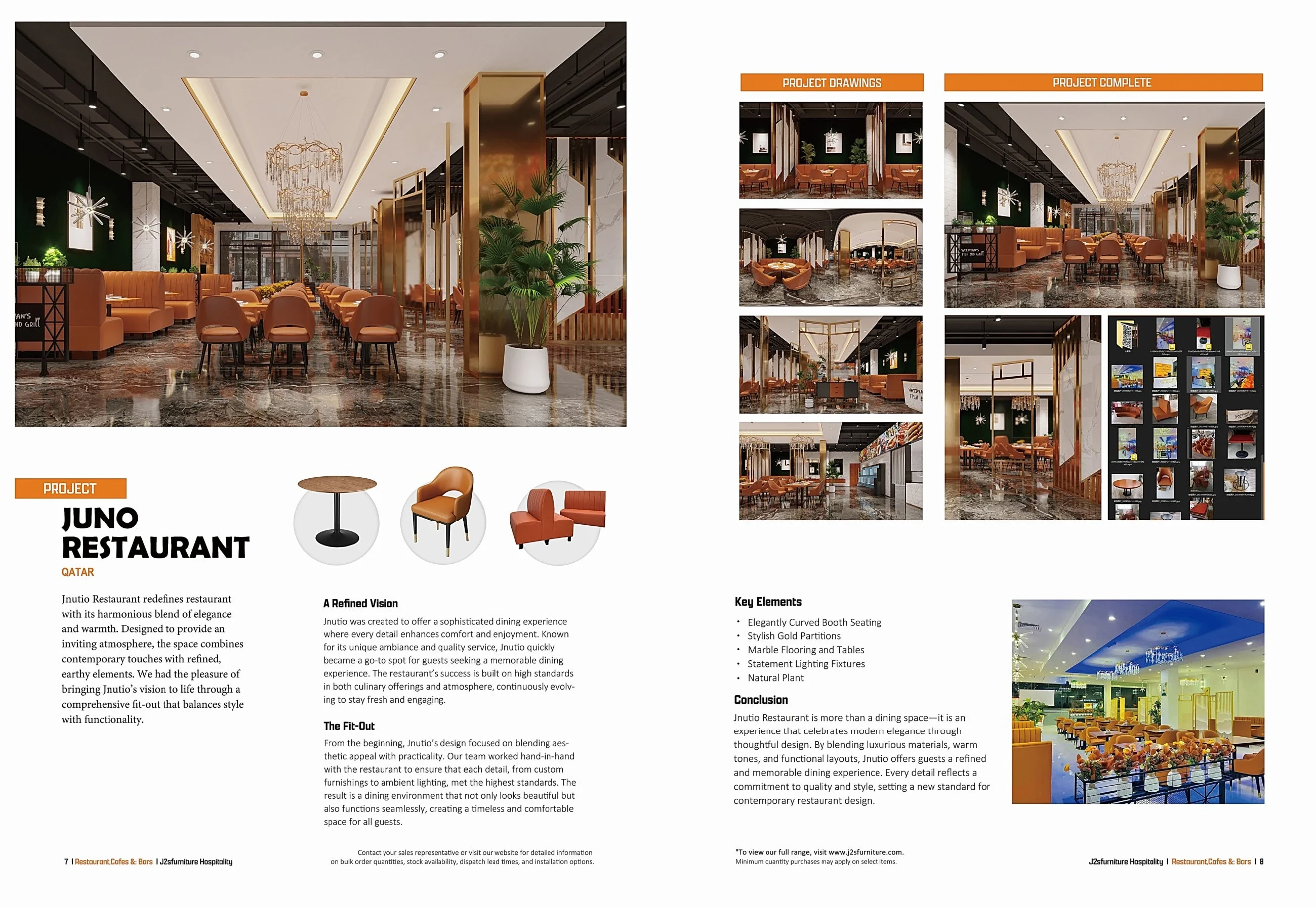 J2S restaurant project and hospitality furniture catalogue spread